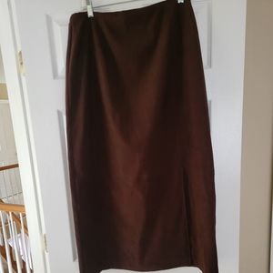 Brown maxi skirt with side slit